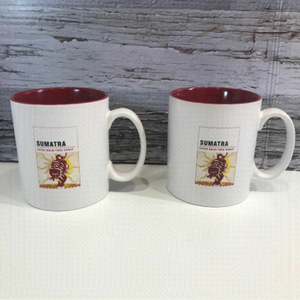 𝅺STARBUCKS 16 oz Coffee Mug Sumatra Extra Bold Tiger Stamp Asia Set of 2 2010